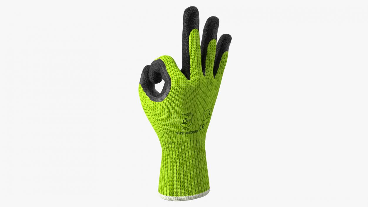 3D model Safety Work Gloves OK Hand Gesture Green