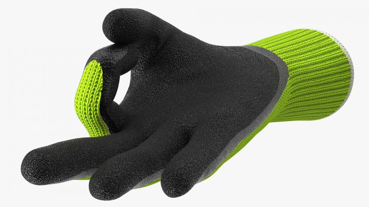 3D model Safety Work Gloves OK Hand Gesture Green