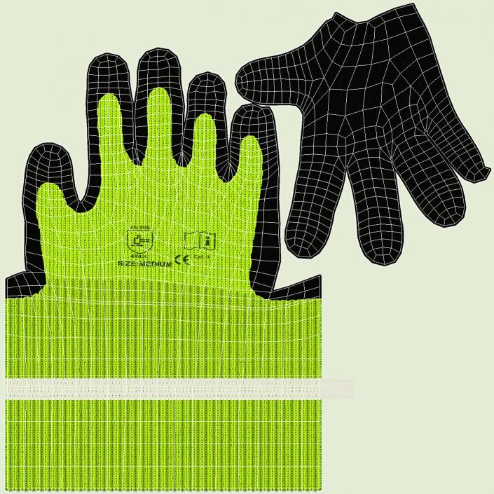 3D model Safety Work Gloves OK Hand Gesture Green