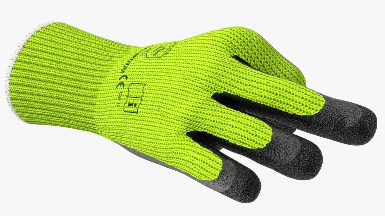 3D model Safety Work Gloves OK Hand Gesture Green