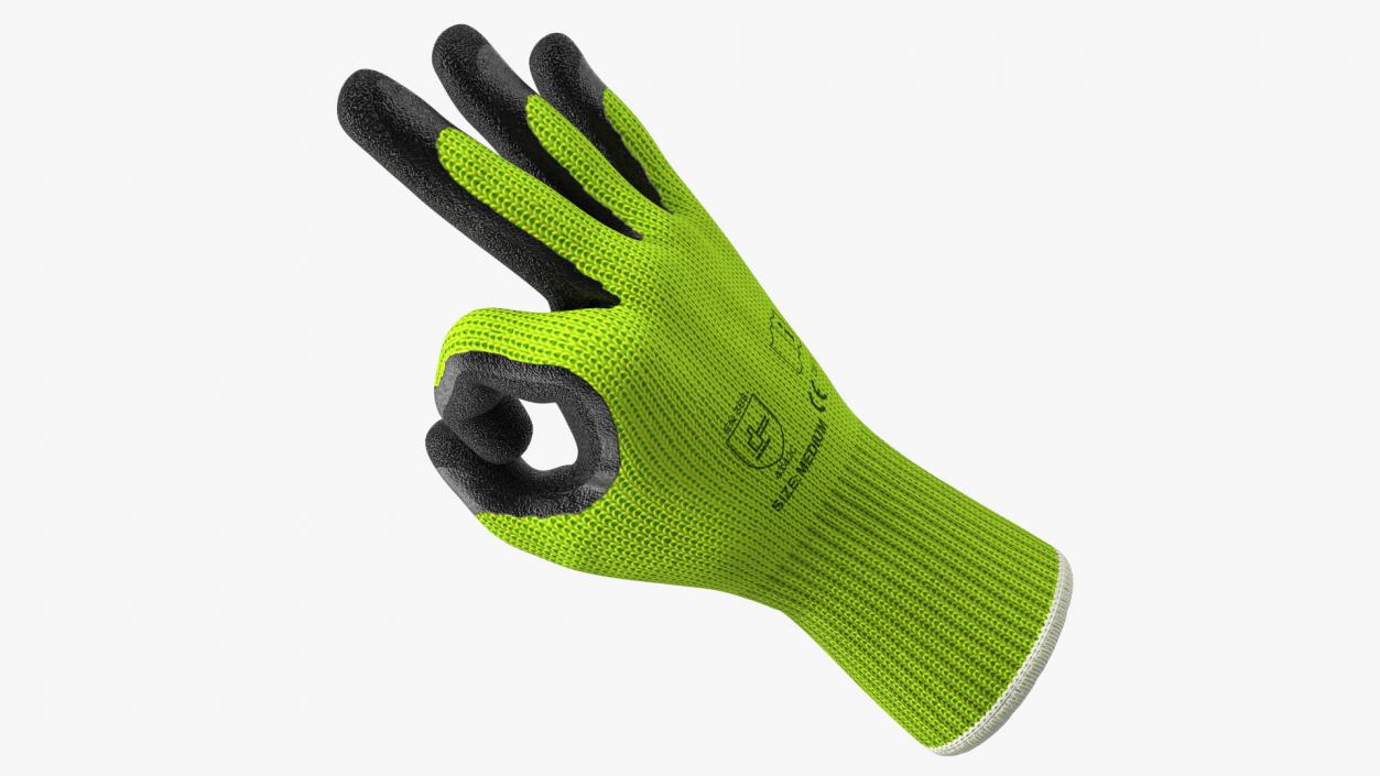 3D model Safety Work Gloves OK Hand Gesture Green