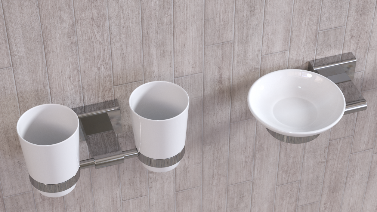 3D model Wall Accessories Set for Bathroom Chrome