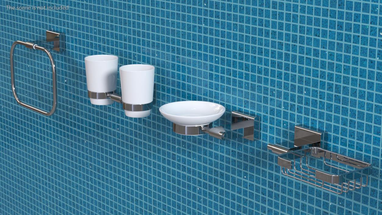 3D model Wall Accessories Set for Bathroom Chrome