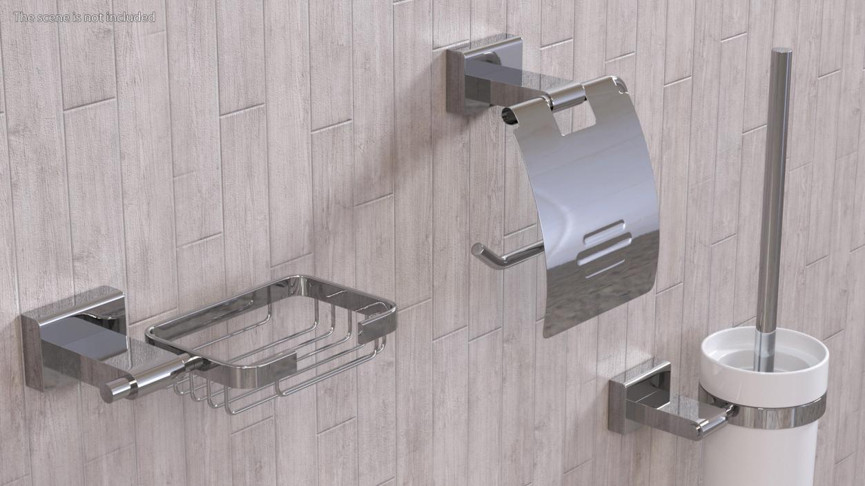 3D model Wall Accessories Set for Bathroom Chrome