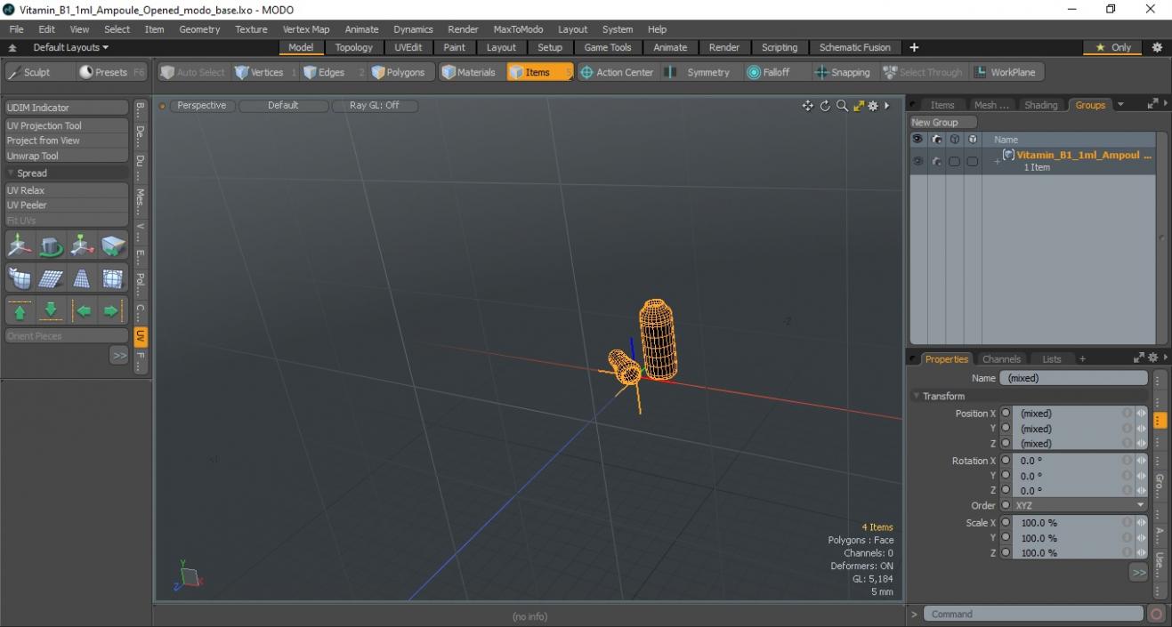 Vitamin B1 1ml Ampoule Opened 3D model