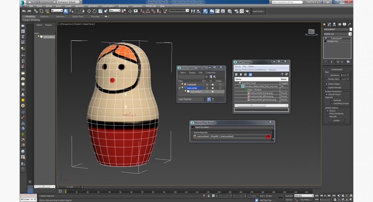 Wooden Matryoshka Doll 3D