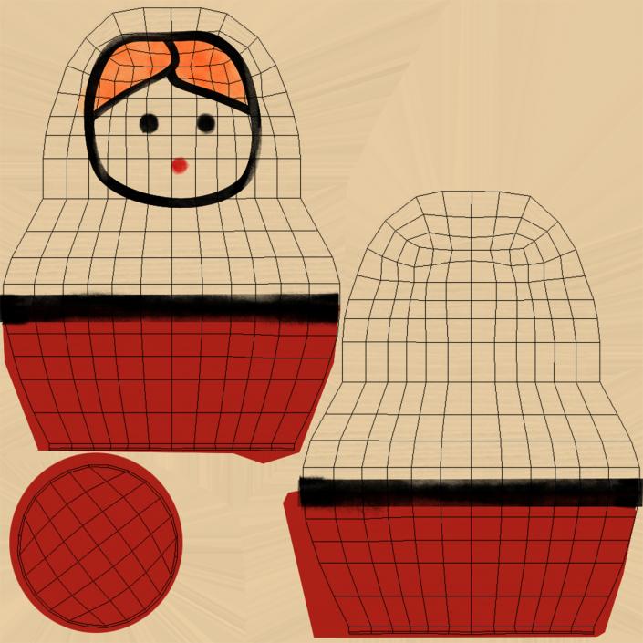 Wooden Matryoshka Doll 3D