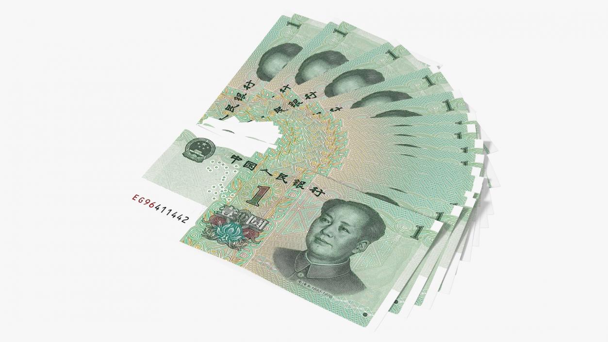 3D Fan of Chinese 1 Yuan 2019 Banknotes