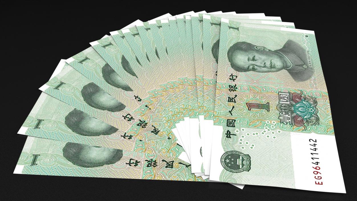 3D Fan of Chinese 1 Yuan 2019 Banknotes