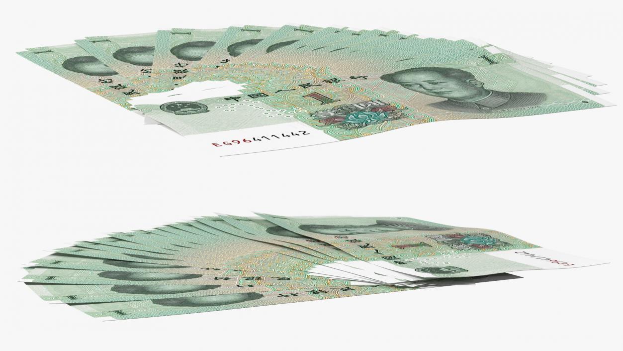 3D Fan of Chinese 1 Yuan 2019 Banknotes