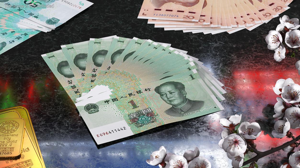 3D Fan of Chinese 1 Yuan 2019 Banknotes