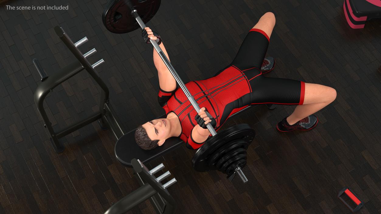 3D Athlete Bench Press Straight Arms Pose model