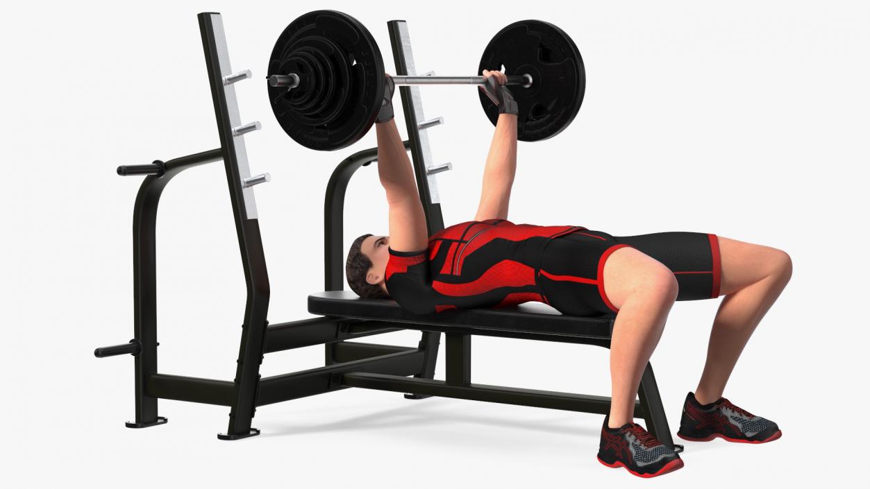 3D Athlete Bench Press Straight Arms Pose model