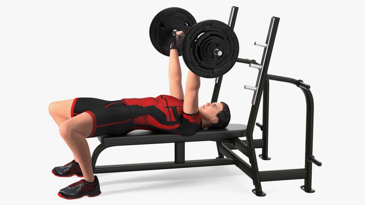 3D Athlete Bench Press Straight Arms Pose model