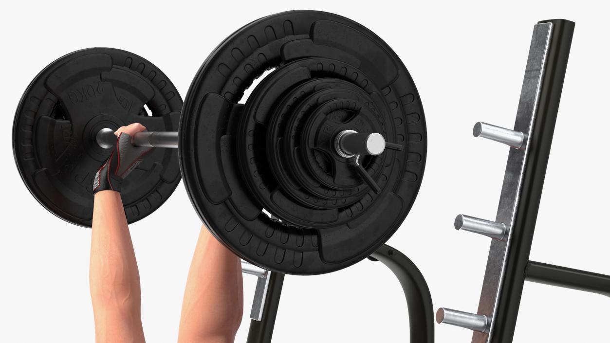 3D Athlete Bench Press Straight Arms Pose model