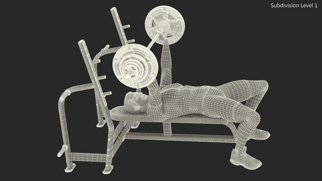 3D Athlete Bench Press Straight Arms Pose model