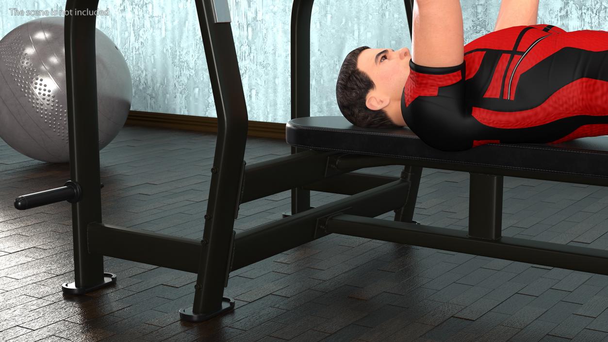 3D Athlete Bench Press Straight Arms Pose model