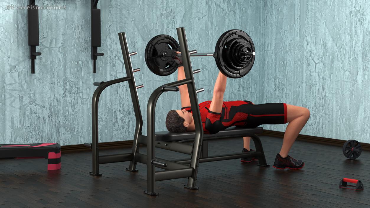 3D Athlete Bench Press Straight Arms Pose model