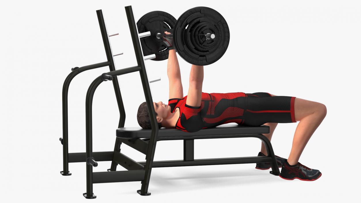 3D Athlete Bench Press Straight Arms Pose model