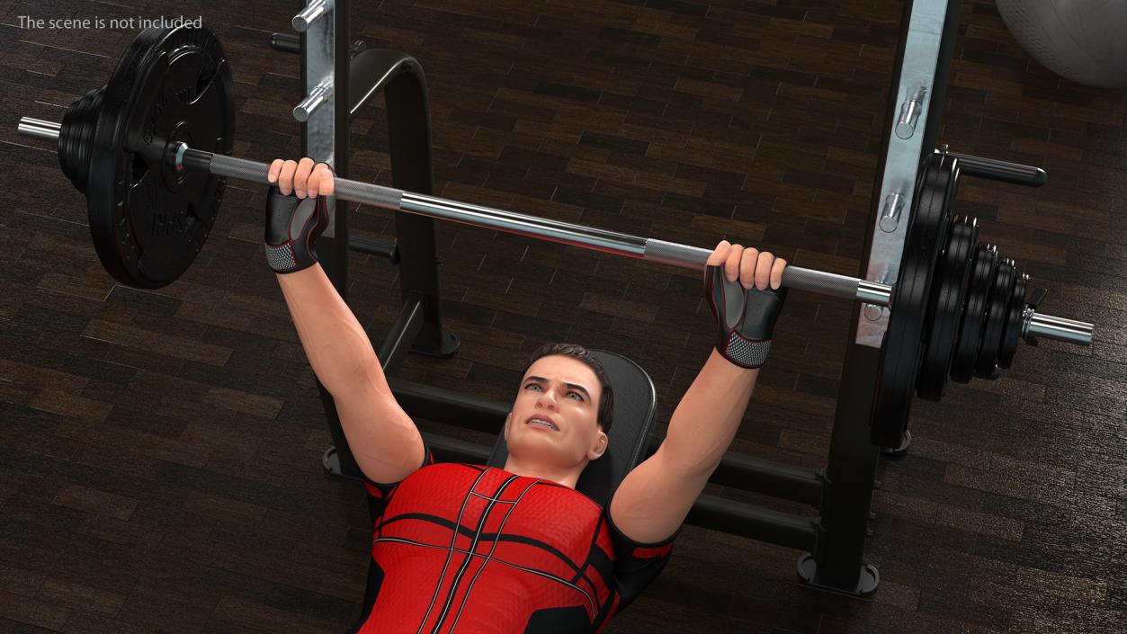 3D Athlete Bench Press Straight Arms Pose model