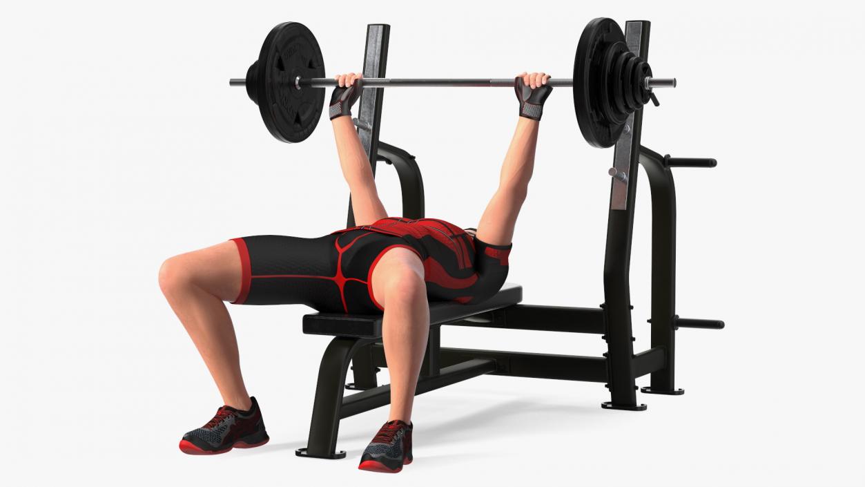 3D Athlete Bench Press Straight Arms Pose model