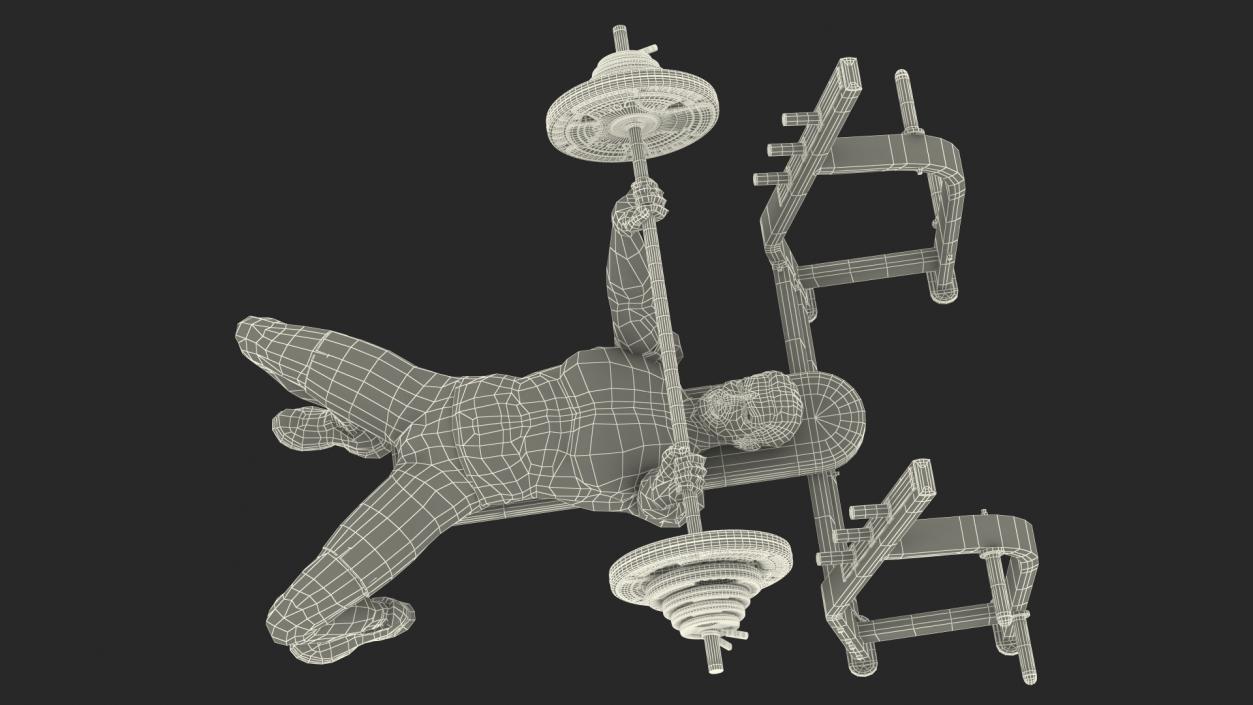 3D Athlete Bench Press Straight Arms Pose model