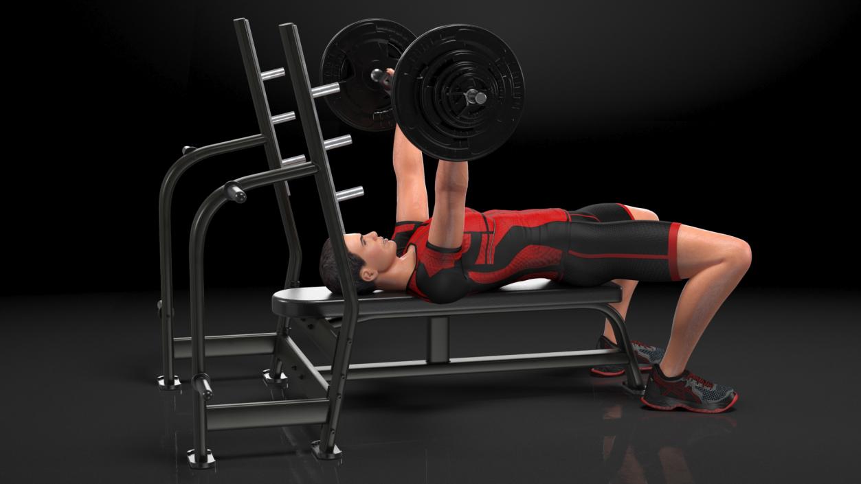 3D Athlete Bench Press Straight Arms Pose model