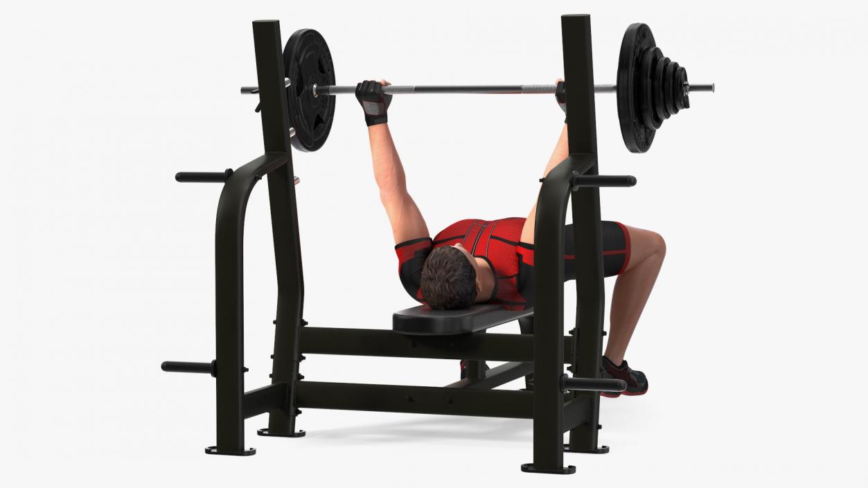 3D Athlete Bench Press Straight Arms Pose model