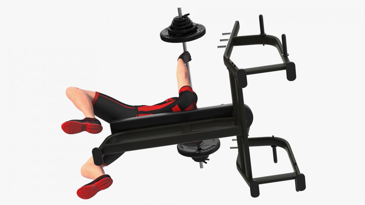 3D Athlete Bench Press Straight Arms Pose model