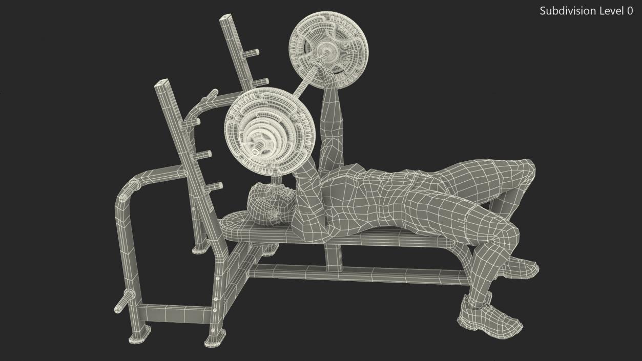 3D Athlete Bench Press Straight Arms Pose model