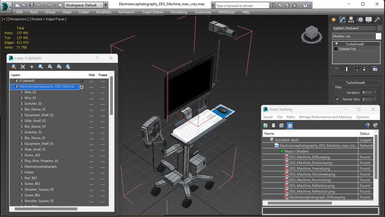 Electroencephalography EEG Machine 3D model