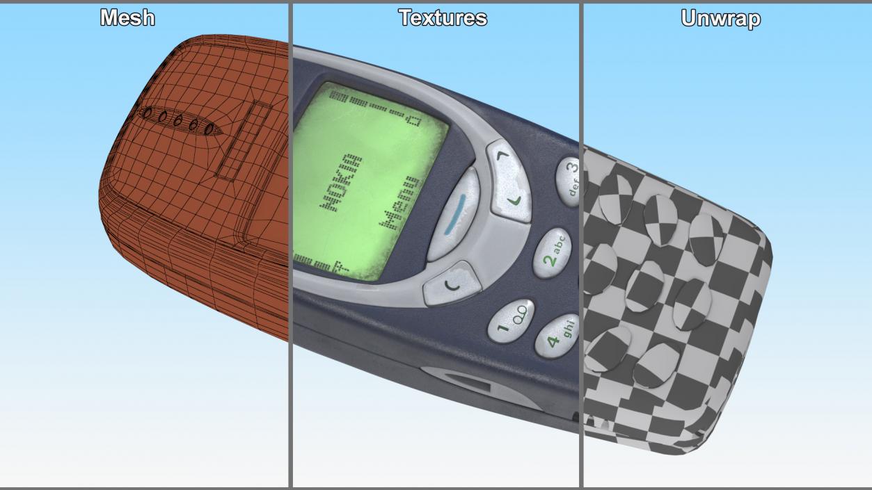 3D Worn Phone Nokia 3310 Switched On model