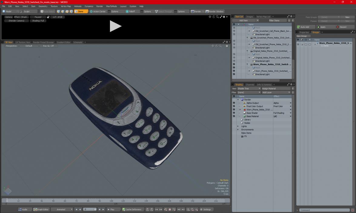 3D Worn Phone Nokia 3310 Switched On model