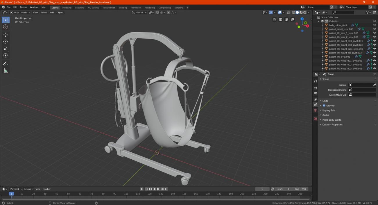 3D Patient Lift with Sling model