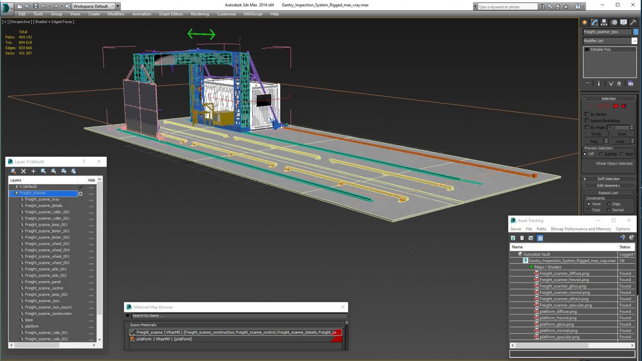 3D Gantry Inspection System Rigged