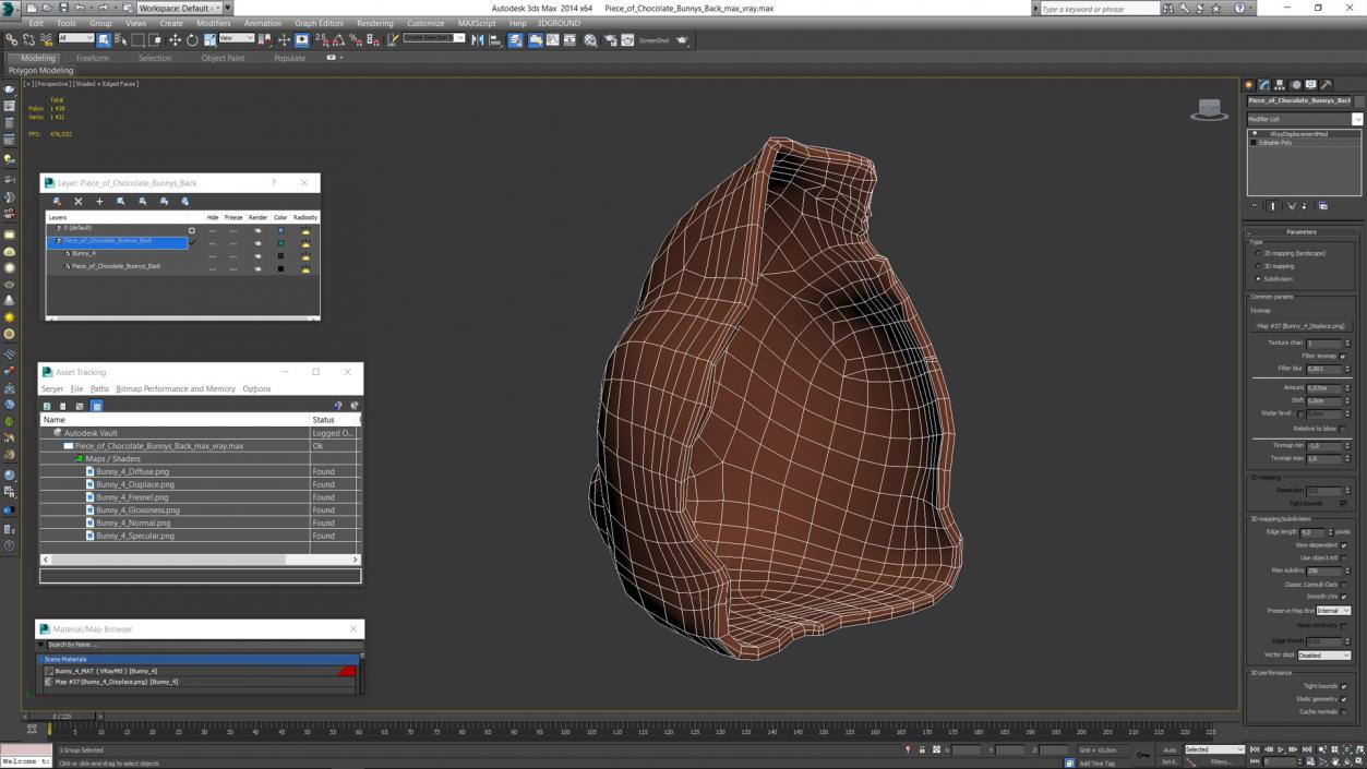 3D model Piece of Chocolate Bunnys Back