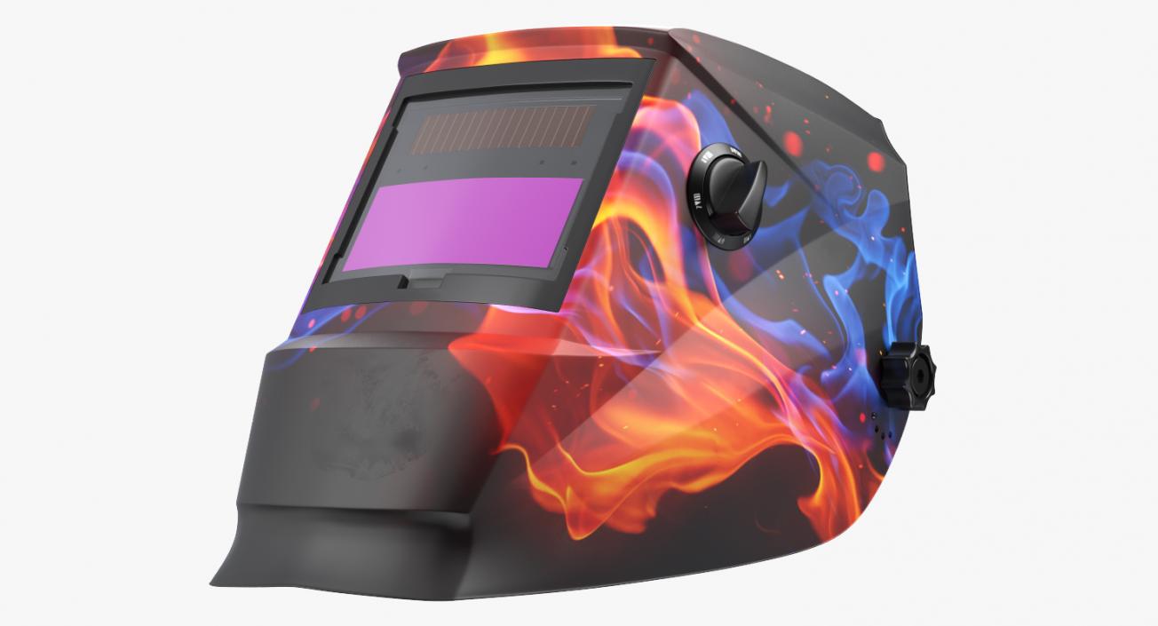 3D Welding Helmet with Flame Decal