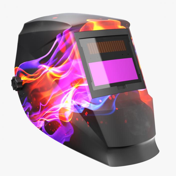 3D Welding Helmet with Flame Decal