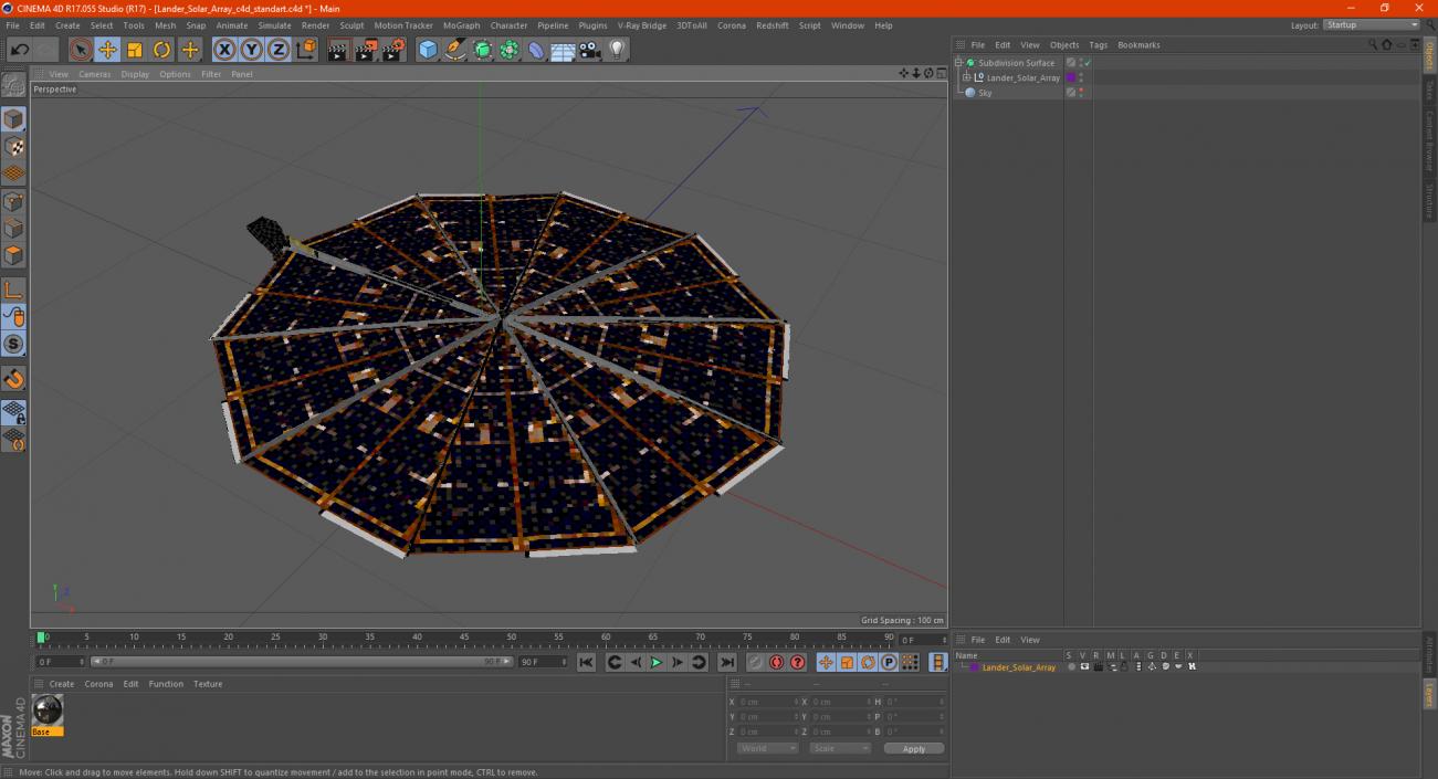 3D Lander Solar Array model