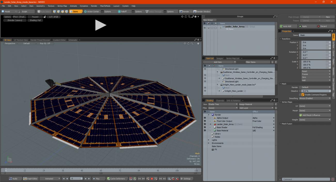 3D Lander Solar Array model