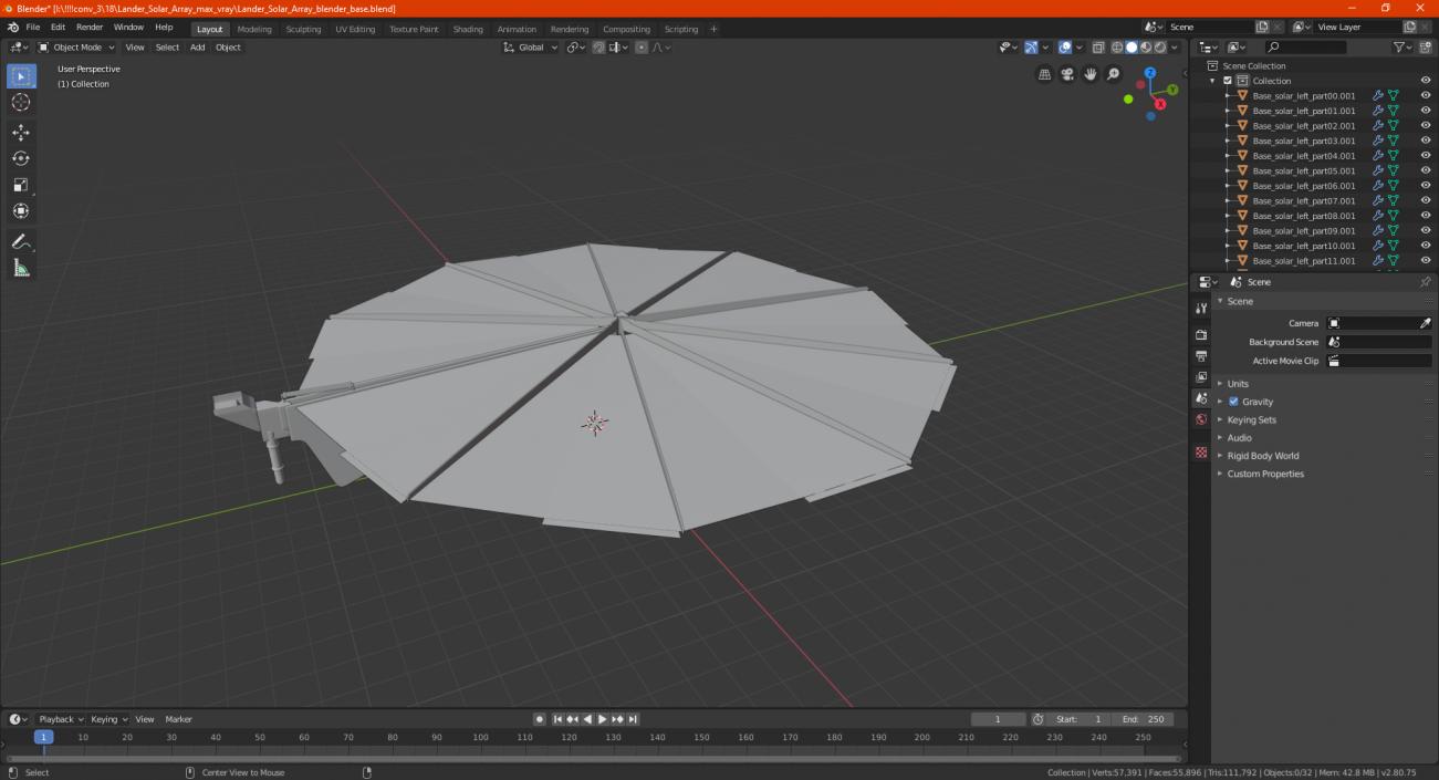 3D Lander Solar Array model