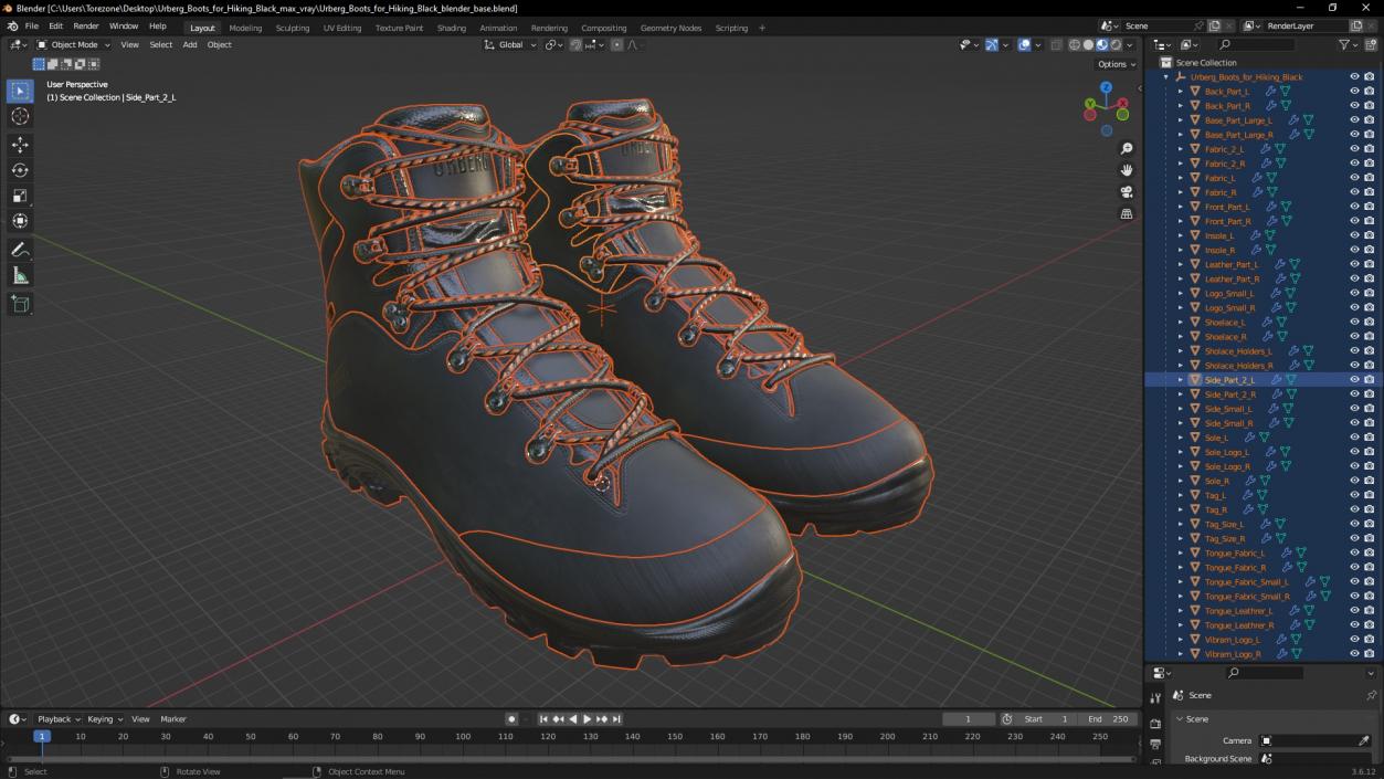 Urberg Boots for Hiking Black 3D model