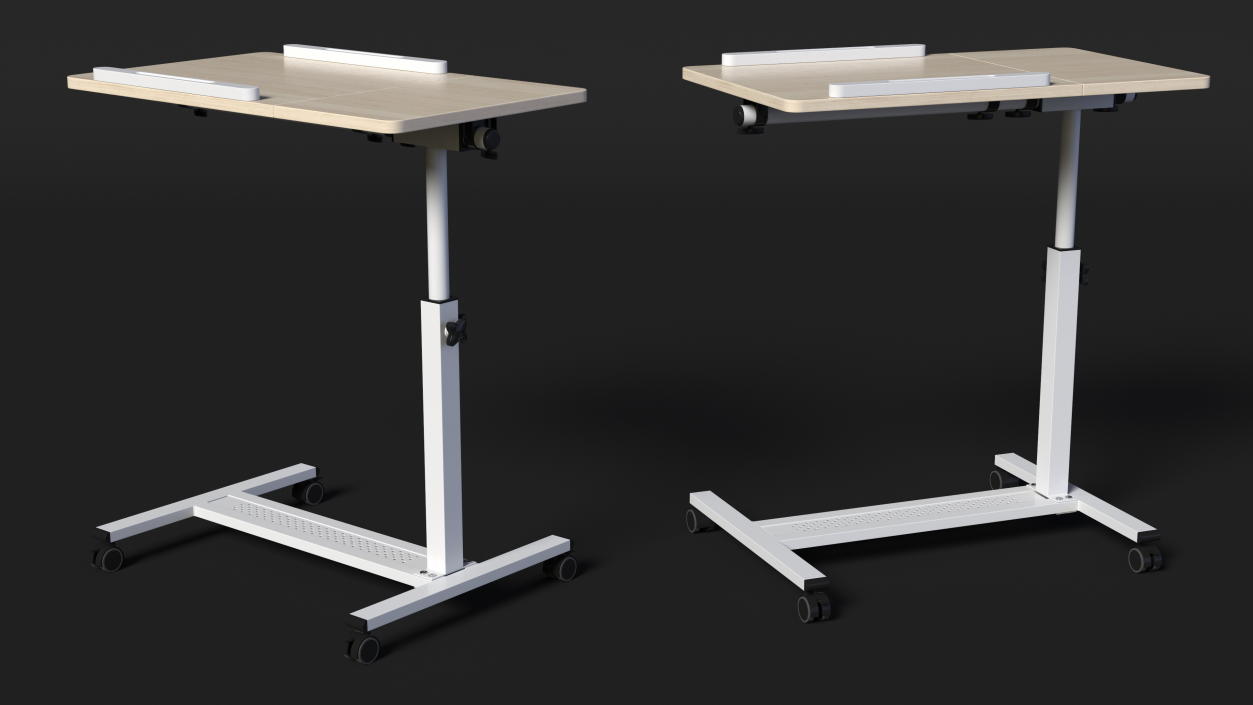 Overbed Laptop Desk with Wheels and Laminated Top 3D model