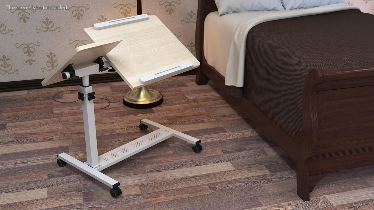 Overbed Laptop Desk with Wheels and Laminated Top 3D model