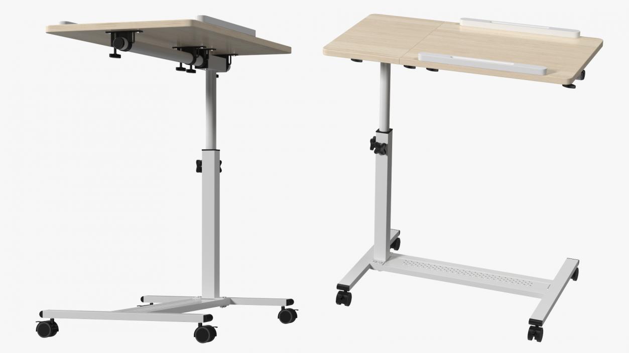 Overbed Laptop Desk with Wheels and Laminated Top 3D model