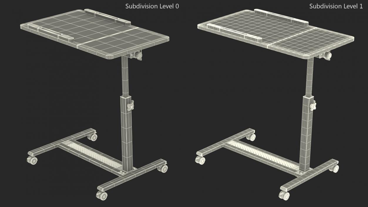 Overbed Laptop Desk with Wheels and Laminated Top 3D model