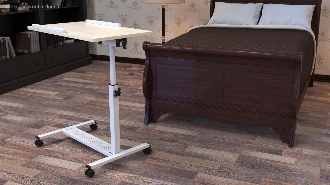 Overbed Laptop Desk with Wheels and Laminated Top 3D model