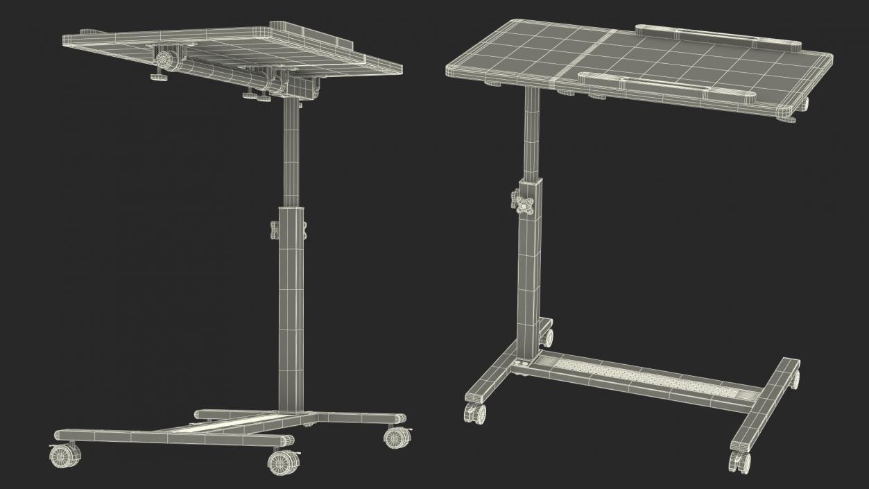 Overbed Laptop Desk with Wheels and Laminated Top 3D model