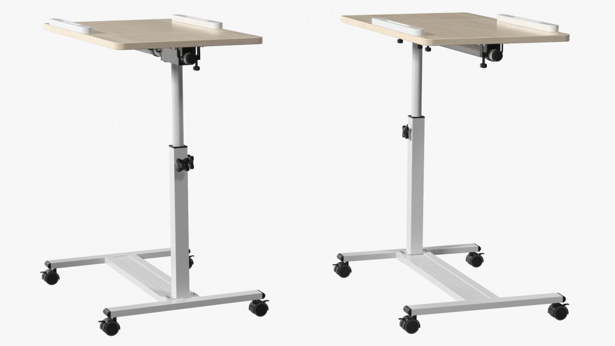 Overbed Laptop Desk with Wheels and Laminated Top 3D model