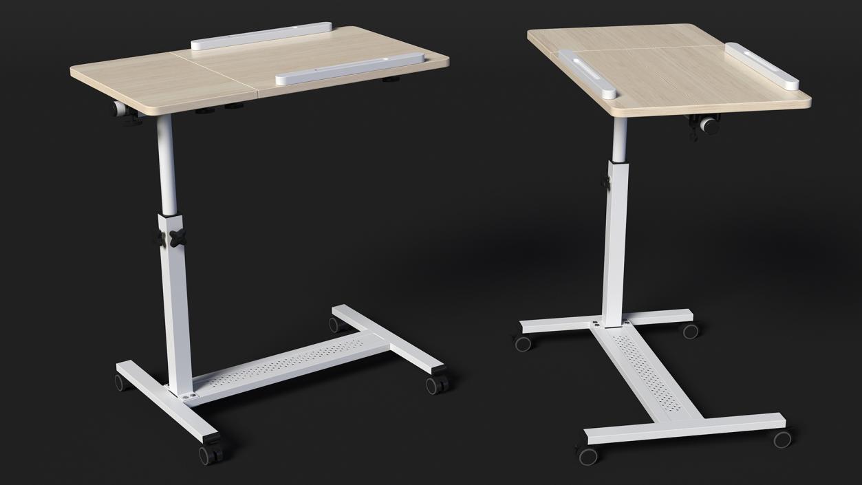 Overbed Laptop Desk with Wheels and Laminated Top 3D model